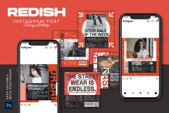 Download REDISH - Instagram Post Template - Instagram post template Collection